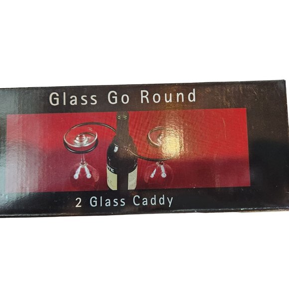 Wine Things Glass Go Round 2-Glass Decorative Caddy, Black Goes over the Wine Bo - Picture 4 of 5